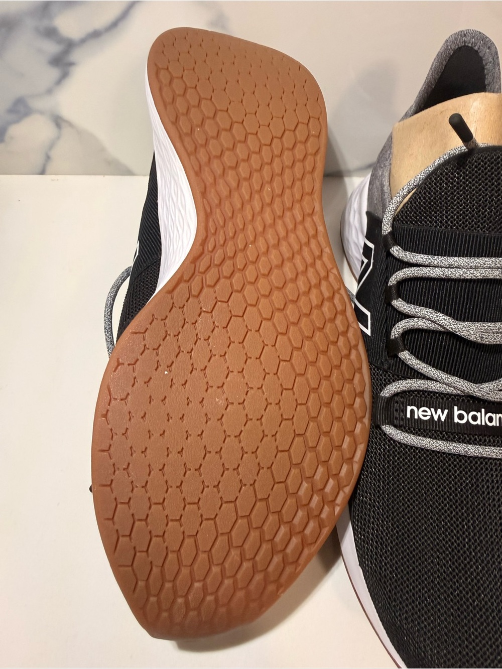 New Balance Men's Black and Gray Lace-Up Sneakers - Picture 5 of 7